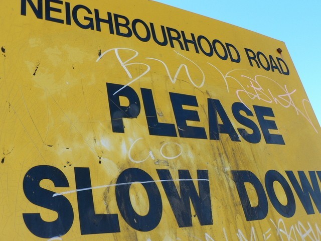 Please Slow Down sign