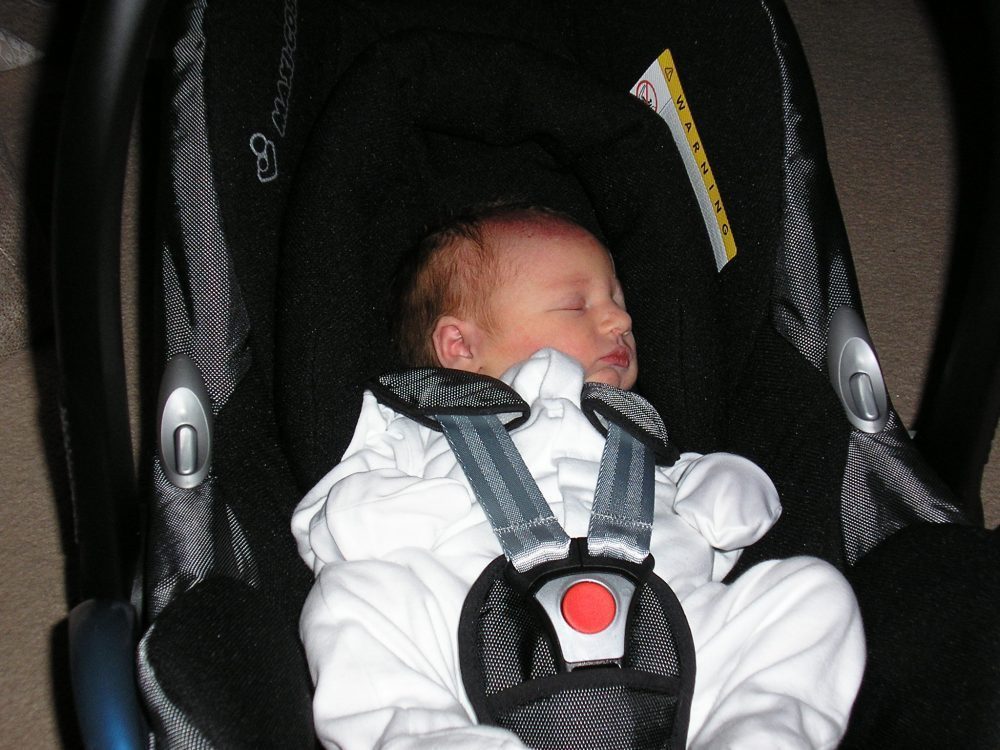 Baby Mia in her car seat
