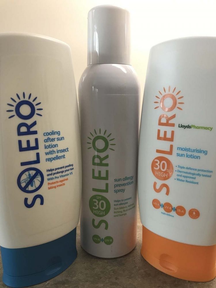Solero sun lotion bottles