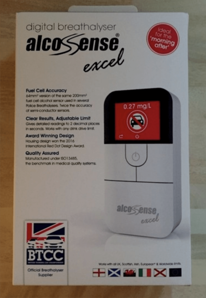 Box of AlcoSense Excel Home Breathalyser