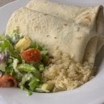 Tortilla wraps with rice and salad