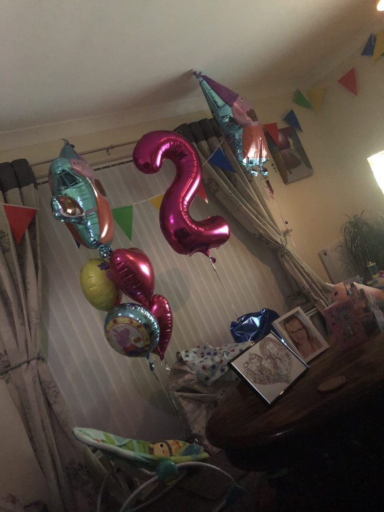 Number 2 and Peppa Pig birthday balloons