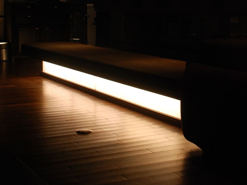 Decking with a strip of LED lighting