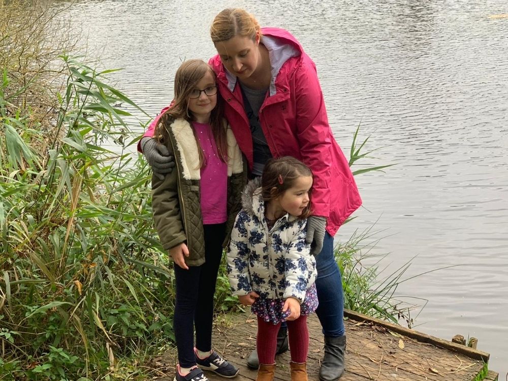 Me, Lottie and Mia stood by a lake