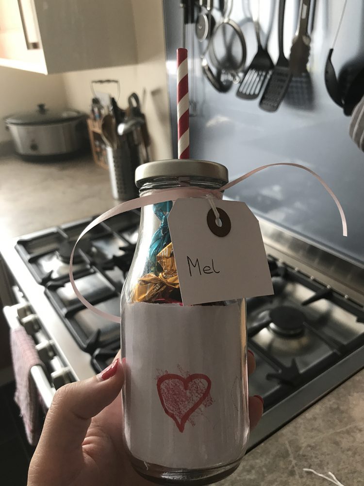 Teacher Gifts - milk bottle filled with chocolates