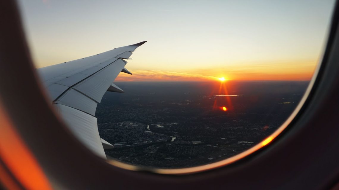 Sunset out of a plane window
